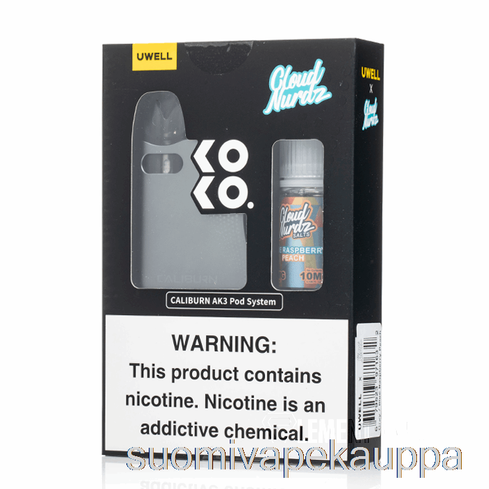 Vape Kauppa Uwell X Dv Caliburn Ak3 Kit + 50mg Nic Salt [grey] Cloud Nurdz - Sininen Vadelma Persikka